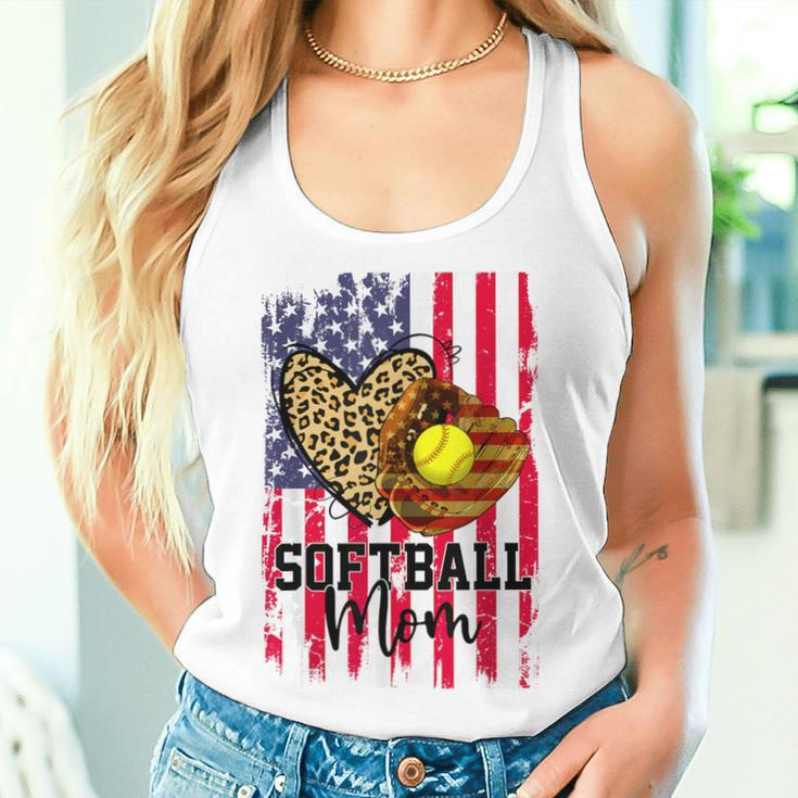 Softball Mom American Flag Patriotic 4Th Of July Women Women Tank Top Gifts for Her