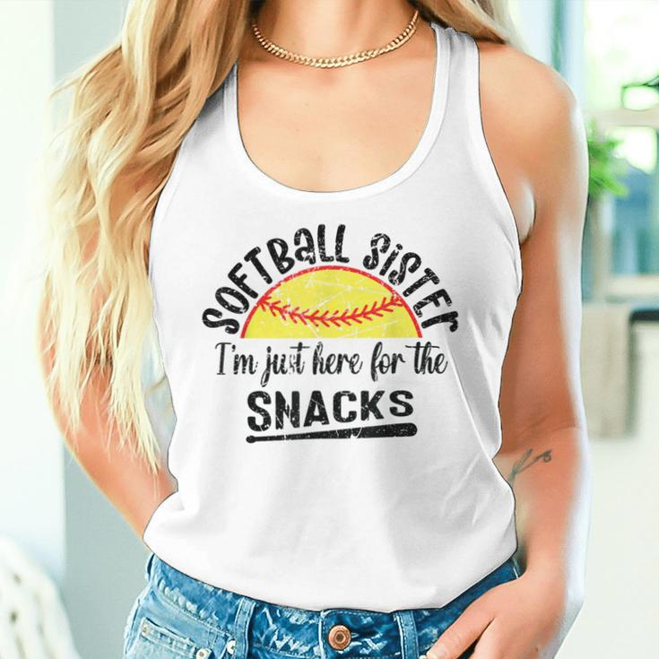 Softball Sister I'm Just Here For The Snacks Softball Women Tank Top Gifts for Her