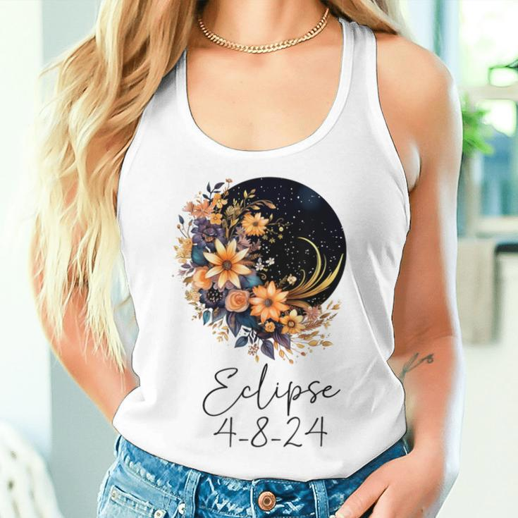 Solar Eclipse With Floral Flowers Women Tank Top Gifts for Her