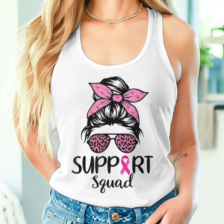 Support Squad Messy Bun Pink Breast Cancer Awareness Women Women Tank Top Gifts for Her