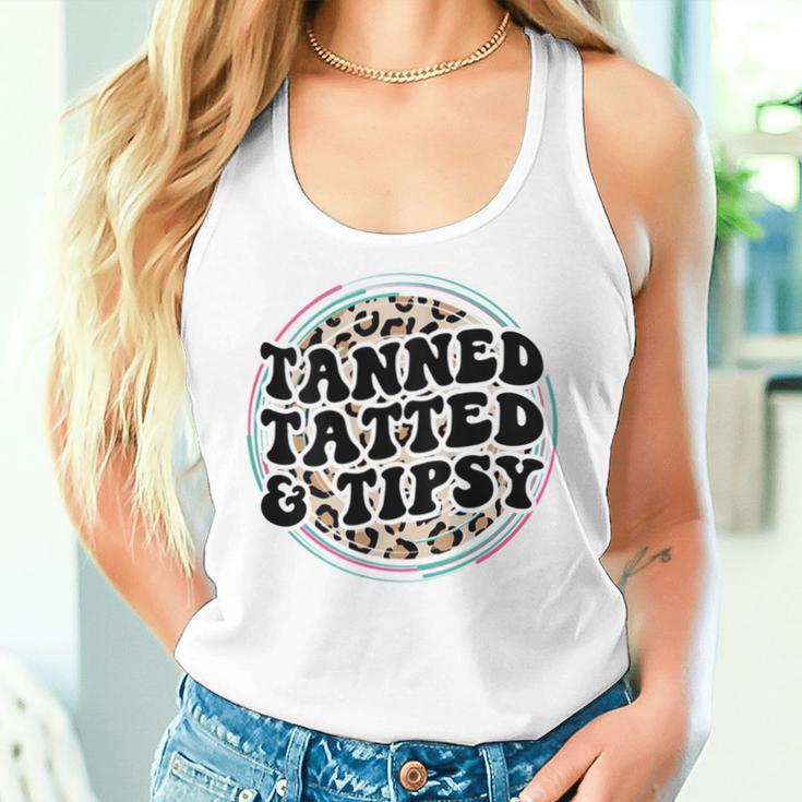 Tanned Tatted And Tipsy Groovy Hot Mom Beach Summer Vacation Women Tank Top Gifts for Her