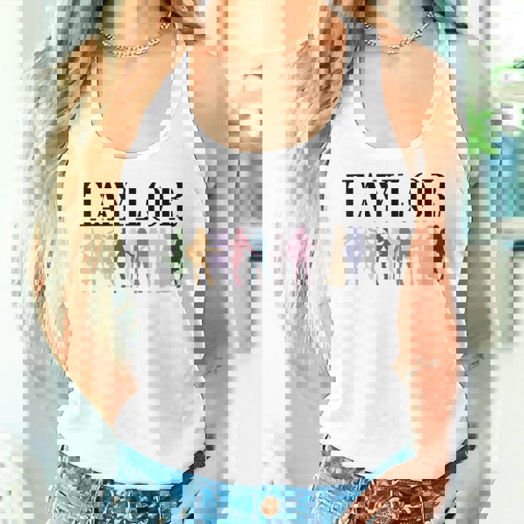 Taylor Personalized Name I Love Taylor Girl Groovy 90S Women Tank Top Gifts for Her