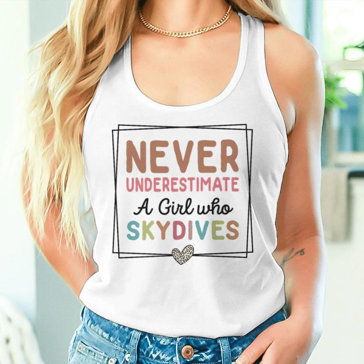 Never Underestimate A Girl Who Skydives Sky Diving Women Tank Top Gifts for Her
