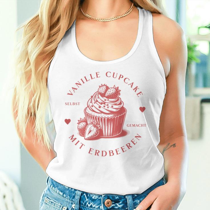 Vanille Cupcake Mit Erdbeeren Auf Dem Rücken Tank Top Frauen Geschenke für Sie