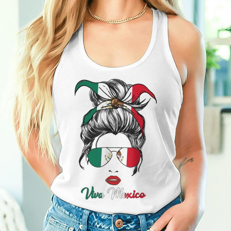 Viva Mexico Messy Bun Cinco De Mayo Mexican Girls Women Tank Top Gifts for Her