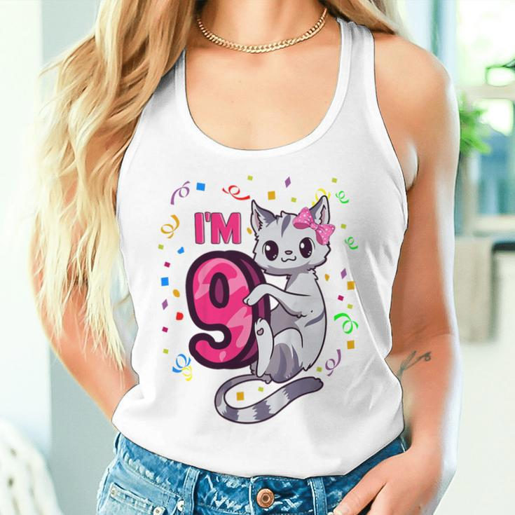 Youth Girls 9Th Birthday Outfit I'm 9 Years Old Cat Kitty Kitten Women Tank Top Gifts for Her
