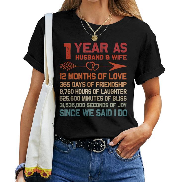 1 Year As Husband & Wife 1St Anniversary For Couple Women T-shirt