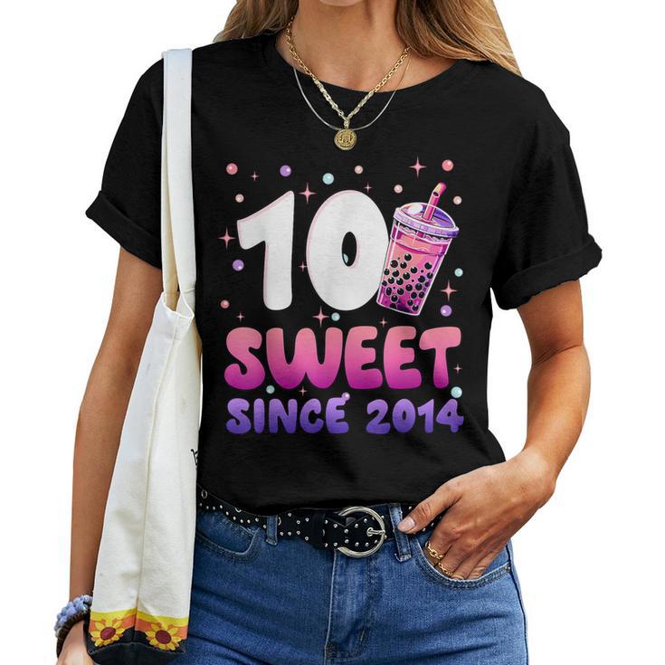 10Th Birthday 10 Yrs Old Girl Bubble Boba Tea Anime Women T-shirt