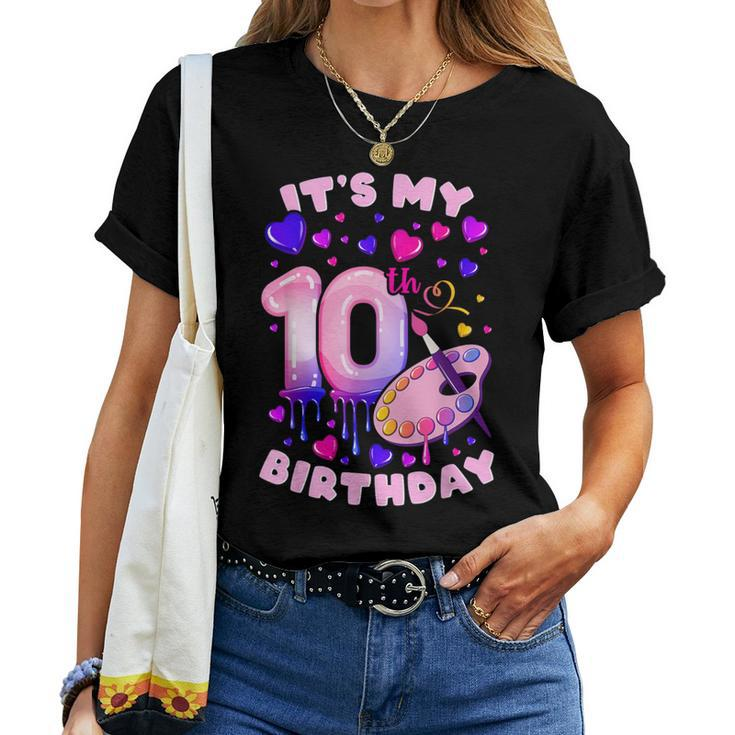 10Th Birthday Girl 10 Years Painting Art Number 10 Women T-shirt