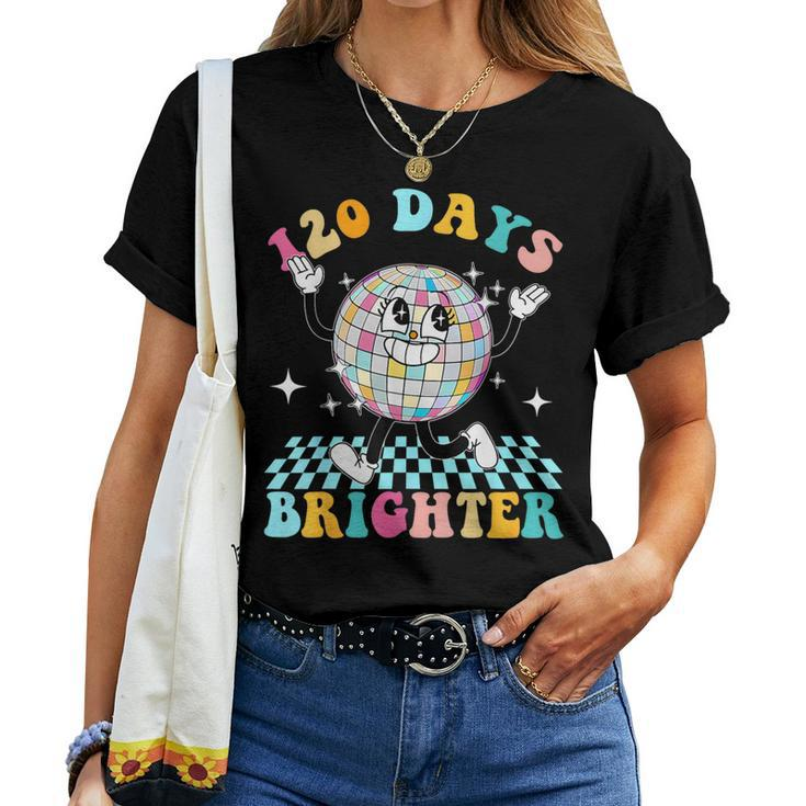120 Days Brighter Happy 120Th Day Of School Groovy Boy Girl Women T-shirt