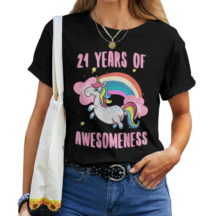 21St Birthday Unicorn T 21 Year Old Girl Niece Women T-shirt