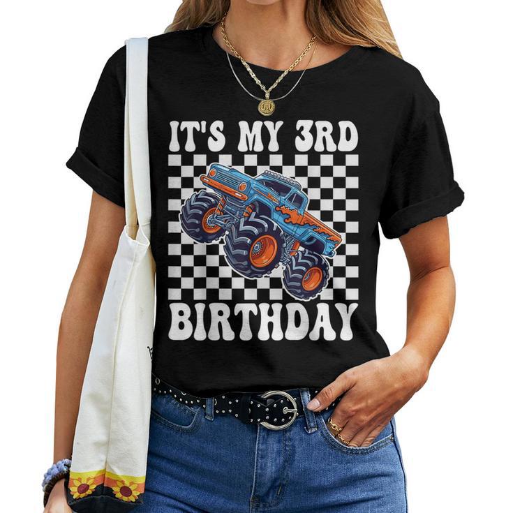 3 Years Old Boy Girl It's My 3Rd Birthday Boys Monster Truck Women T-shirt