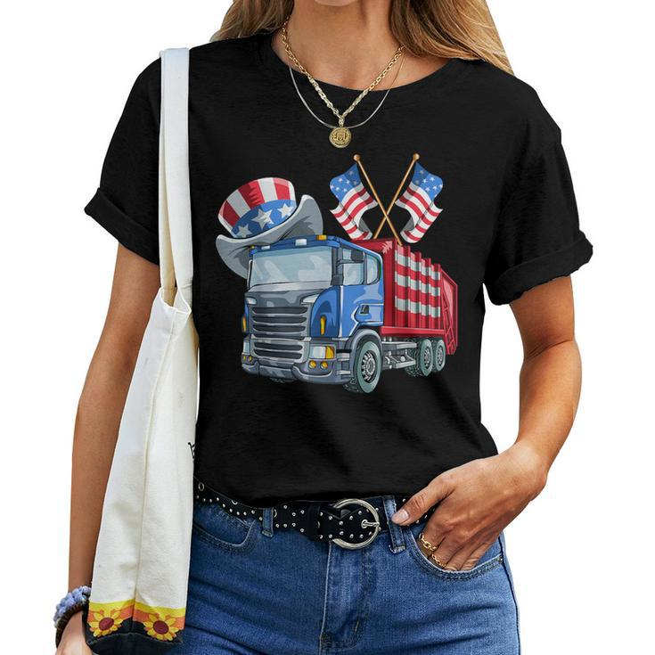 4Th Of July Garbage Truck Women Women T-shirt