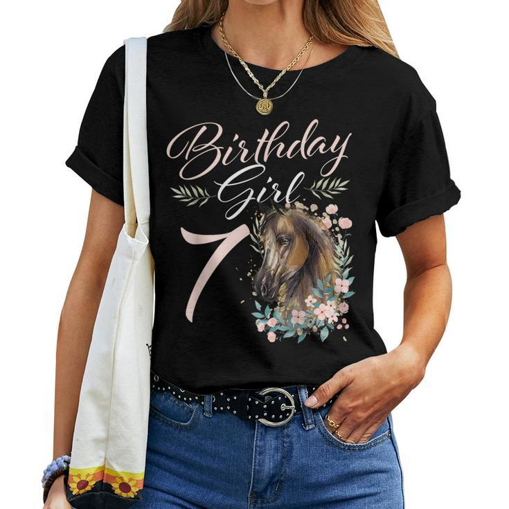 7Th Birthday Girl Horse Lover 7 Years Old Bday Women T-shirt