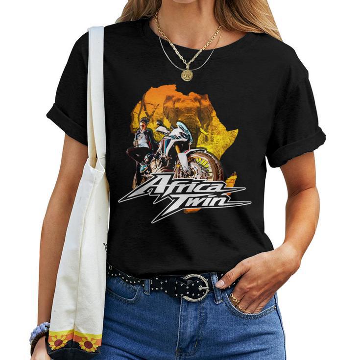 Africa Touring Twin Motorcycle Nature Woman Women T-shirt