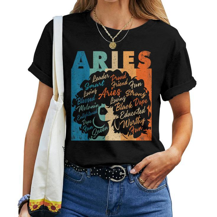 African American Zodiac Birthday Aries Girl Women T-shirt