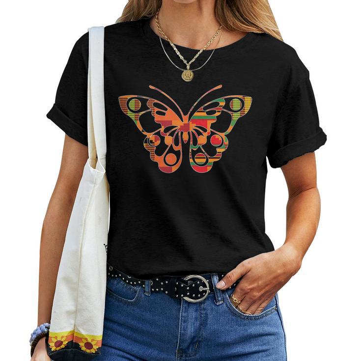 African Style Butterfly With Kente Pattern Women T-shirt