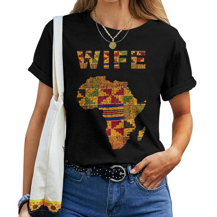 Afro Black Wife African Ghana Kente Cloth Couple Matching Women T-shirt