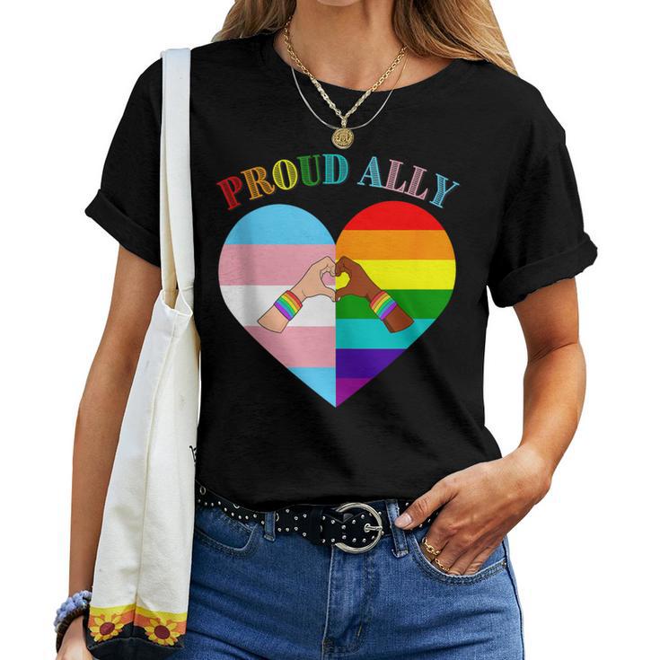 Ally Rainbow Flag Heart Lgbt Gay Lesbian Support Pride Month Women T-shirt