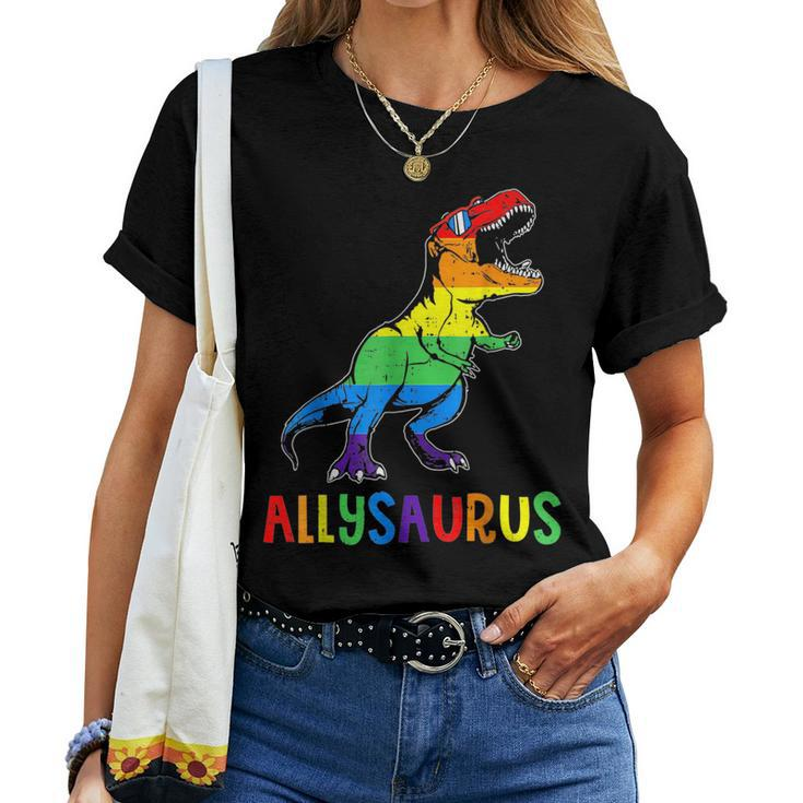 Allysaurus Lgbt Dinosaur Rainbow Flag Ally Lgbt Pride Women T-shirt