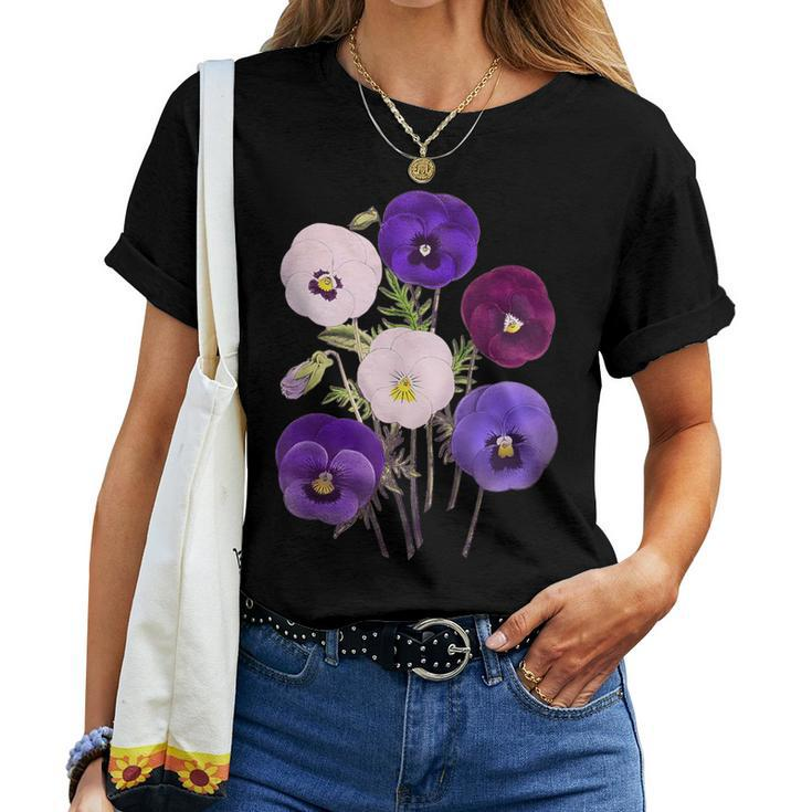 Alzheimer Purple Floral Pansy Dementia Alzheimer's Awareness Women T-shirt