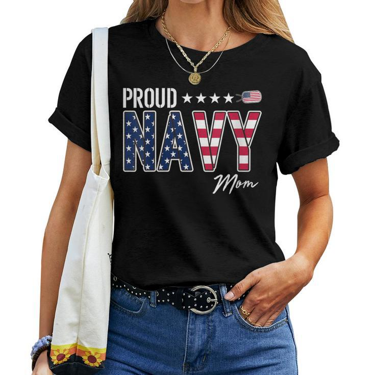 American Flag Proud Navy Mom Women T-shirt