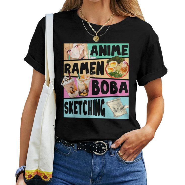 Anime Ramen Boba Sketching Kawaii Anime Girls Ns Women T-shirt