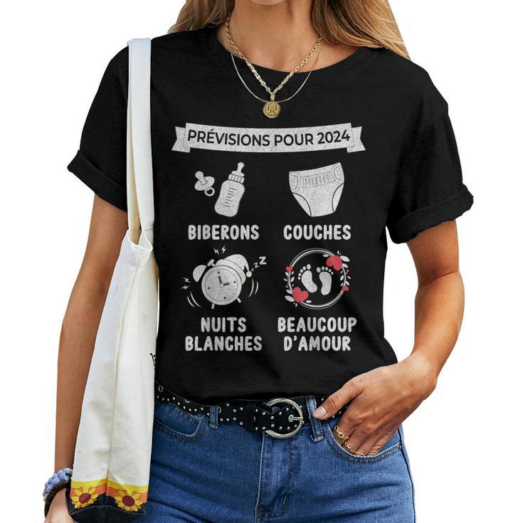 Annonce Grossesse Idée Cadeau Bientôt Futur Papa Maman 2024 T-shirt Frauen