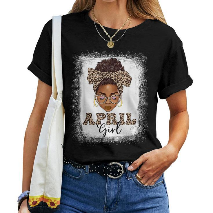 April Girls Afro Messy Bun Bleached Black Birthday Women T-shirt