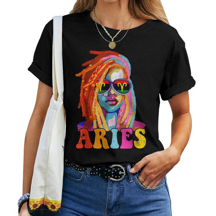 Aries Queen African American Loc'd Zodiac Sign Women T-shirt
