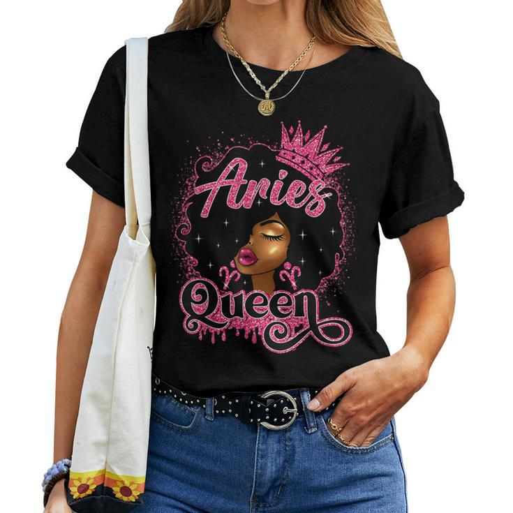 Aries Queen Birthday Afro Natural Hair Girl Black Women Women T-shirt
