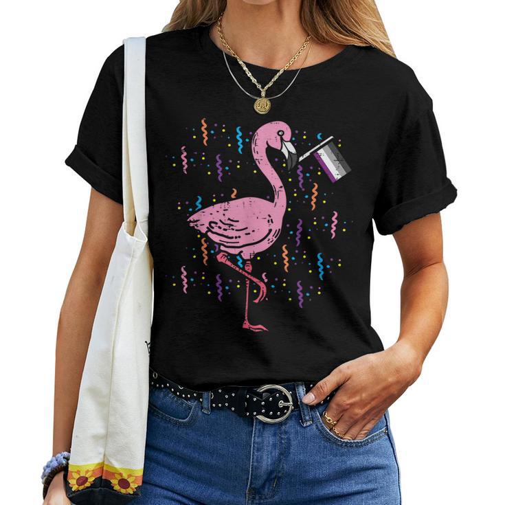 Asexual Flag Flamingo Lgbt Ace Pride Stuff Animal Women T-shirt