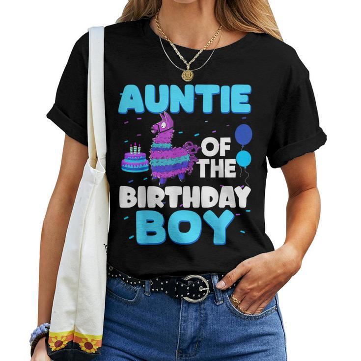 Auntie Of The Birthday Boy Llama Family Party Decorations Women T-shirt