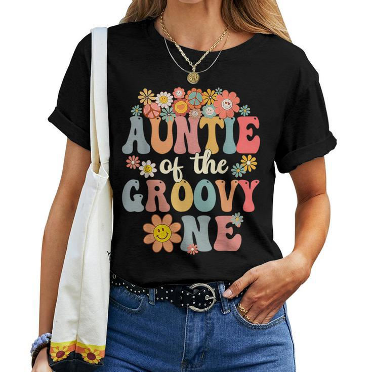Auntie Of Groovy One Matching Family 1St Birthday Party Women T-shirt
