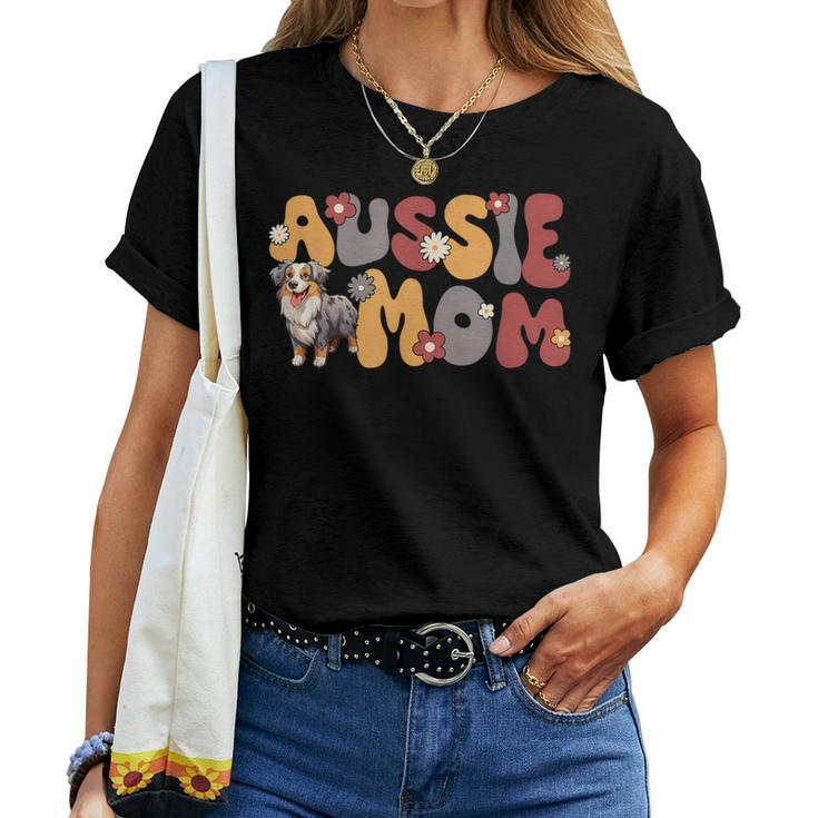 Australian Shepherd Blue Merle Groovy Aussie Mom Women T-shirt
