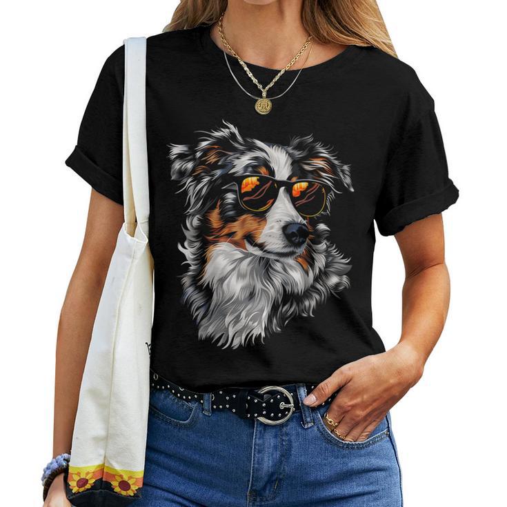 Australian Shepherd Sonnenbrille Lustig Hund Mama Papa T-shirt Frauen