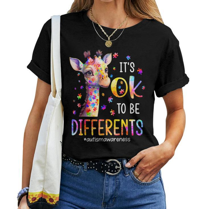 Autism Awareness Cute Giraffe Animal It's Ok To Be Different Women T-shirt