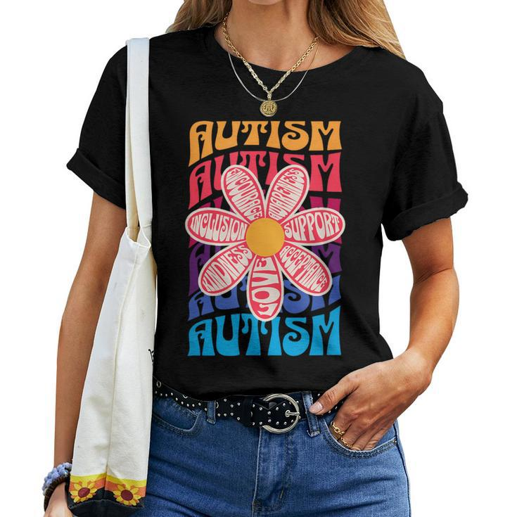 Autism Awareness Flower Acceptance Inclusion Love Support Women T-shirt
