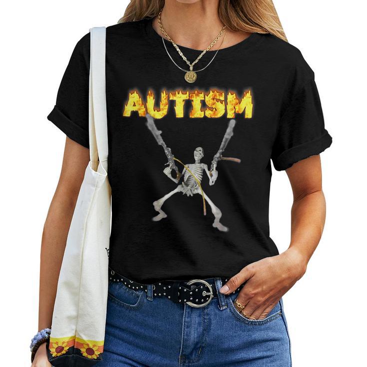Autism Skeleton Meme Hombres Es Niños Camiseta de mujer