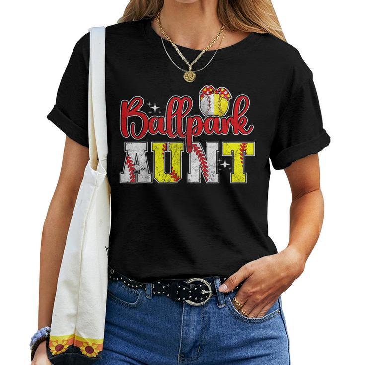 Ballpark Aunt Softball Baseball Aunt Women T-shirt