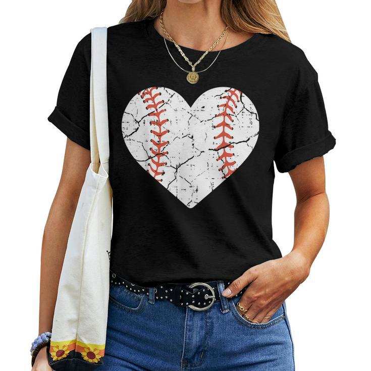 Baseball Heart Sports Player Coach Fan Girls Women T-shirt