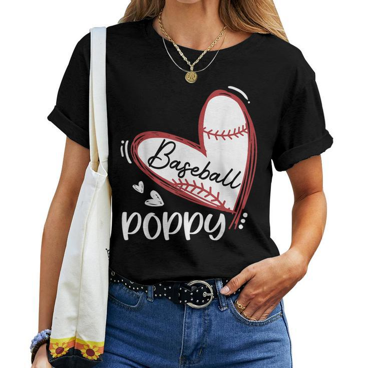 Baseball Poppy Heart Baseball Pride Mother's Day Women T-shirt