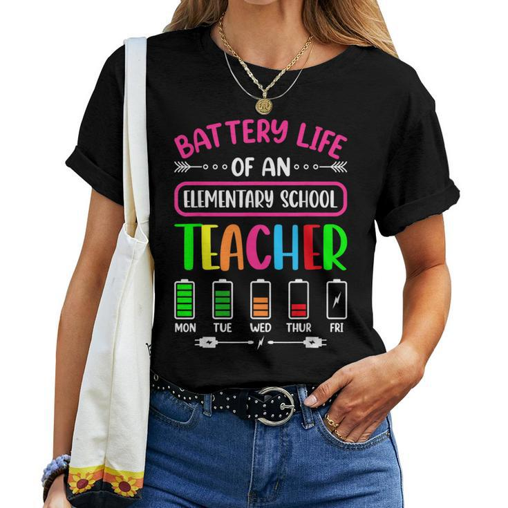 Battery Life Of A Elementary School Teacher School Week Women T-shirt