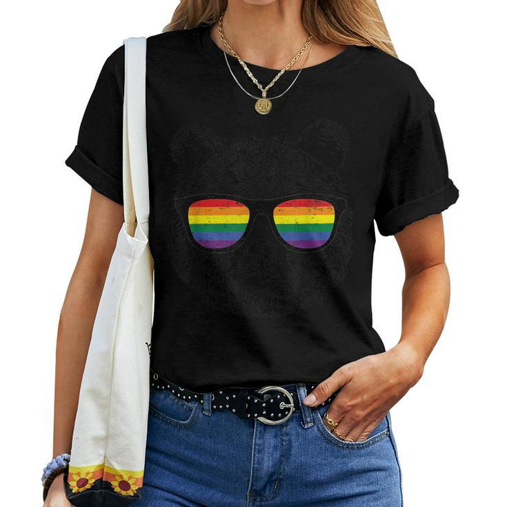 Bear Gay Distressed Rainbow Sunglasses Women T-shirt