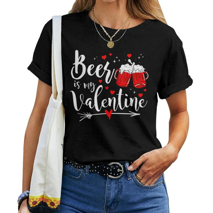 Beer Is My Valentine Day Drunk Cupid Drinking Heart Women T-shirt