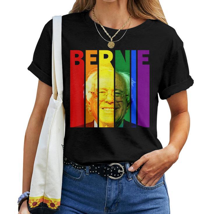 Bernie Sanders Gay Lgbtq Rainbow Vintage Democrat Voter Women T-shirt