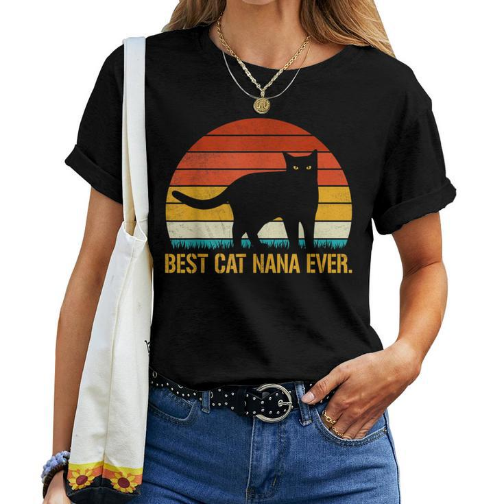 Best Cat Nana Ever Vintage Retro Cat Kitten Lover Women T-shirt
