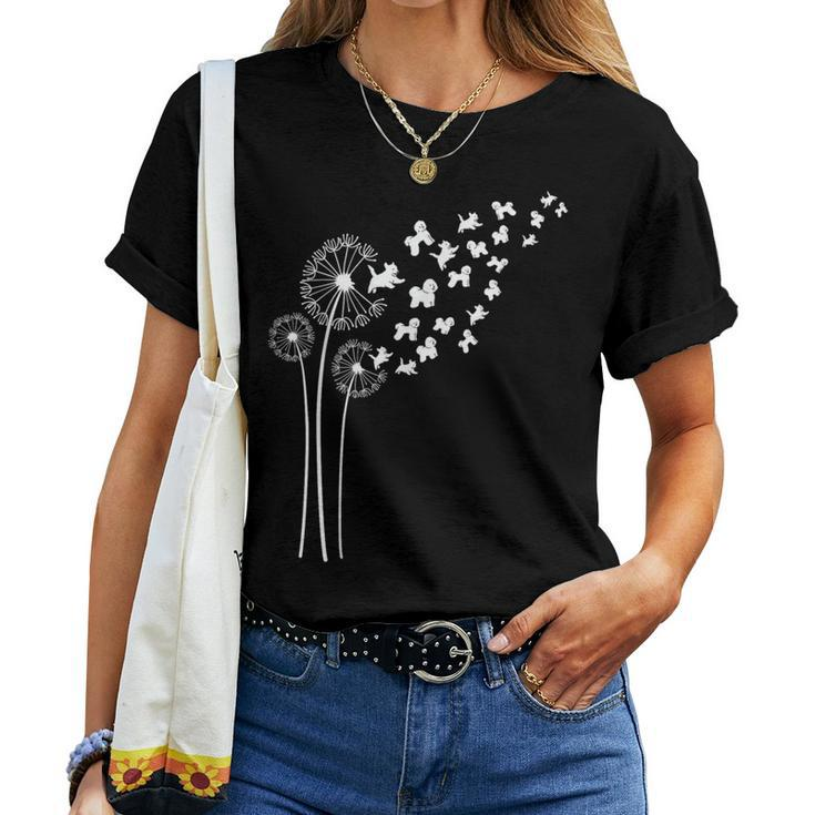 Bichon Frise Dandelion Flower For Dandelions And Dog Lover Women T-shirt