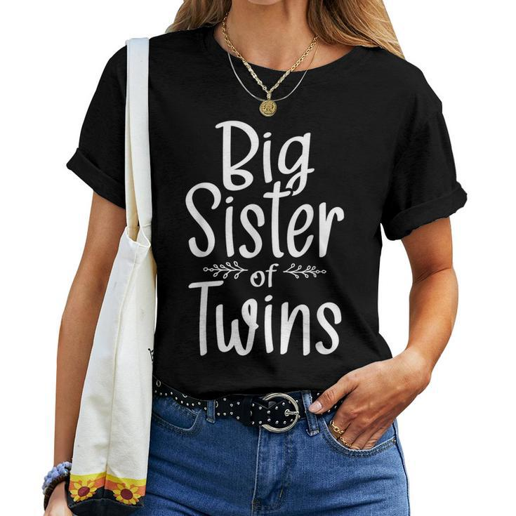 Big Sister Of Twins Twin Brother Boy Girl Sibling Women T-shirt