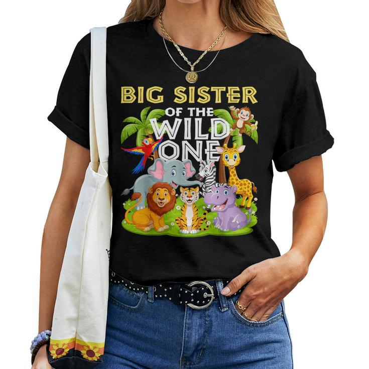 Big Sister Of The Wild One Birthday Zoo Animal Safari Jungle Women T-shirt